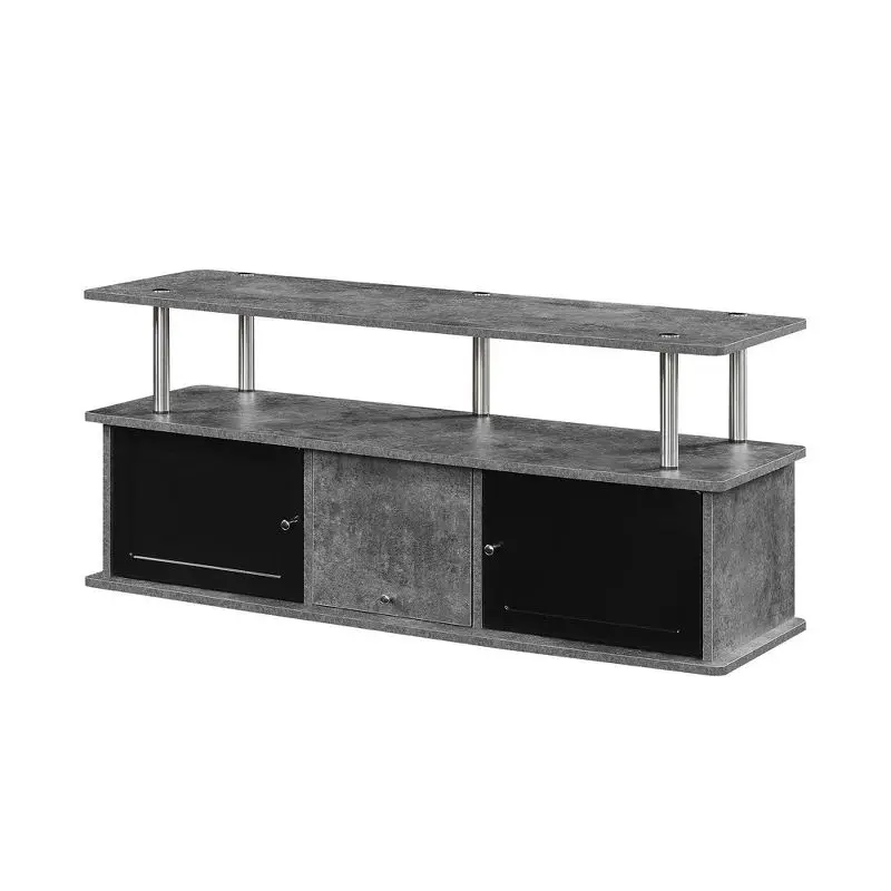 

Spacious TV Stand for TVs up to 50" with 3 Storage Cabinets and Shelf - Cement Gray