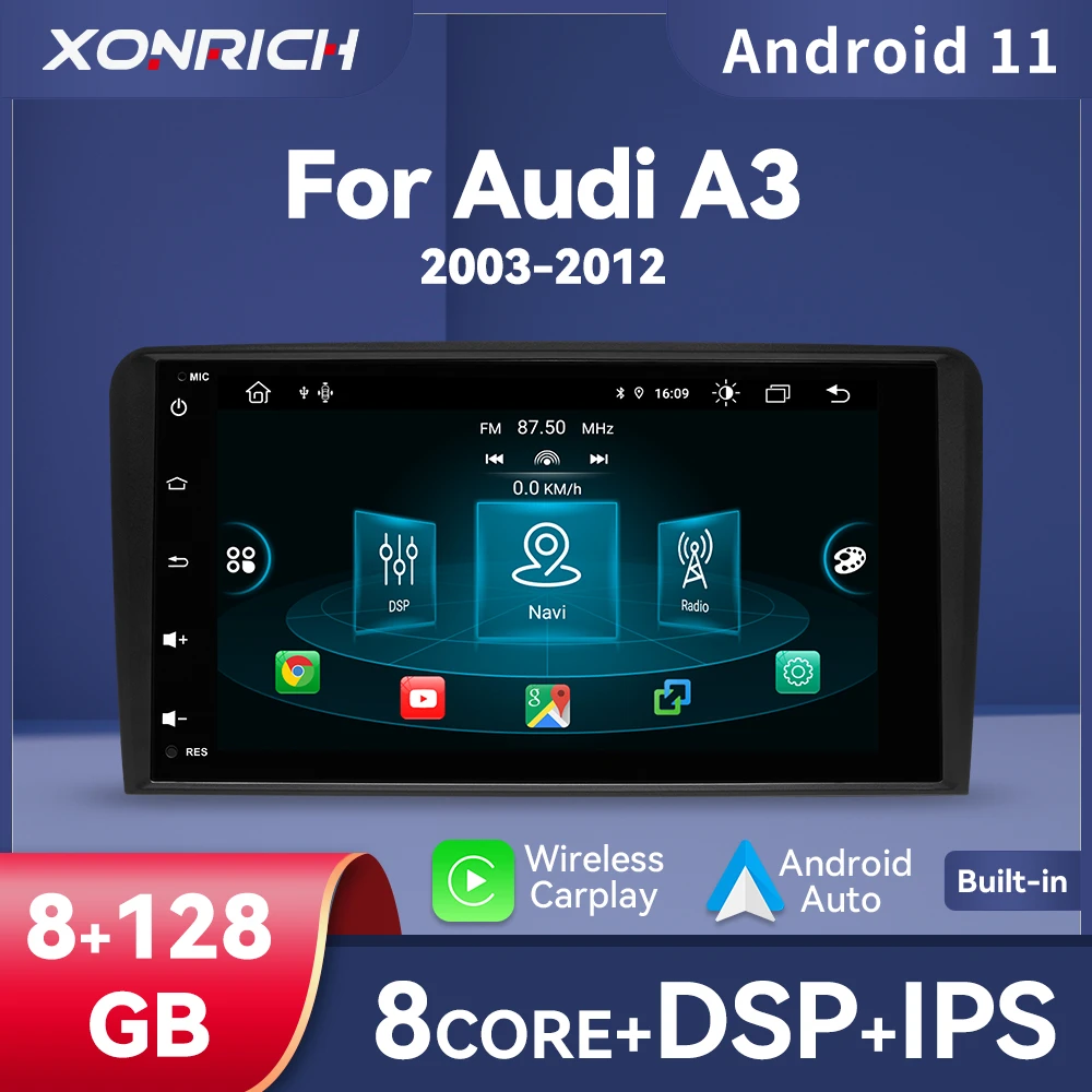 Wireless Carplay 128GB Android 11 Car Radio Player For Audi A3 2 8P