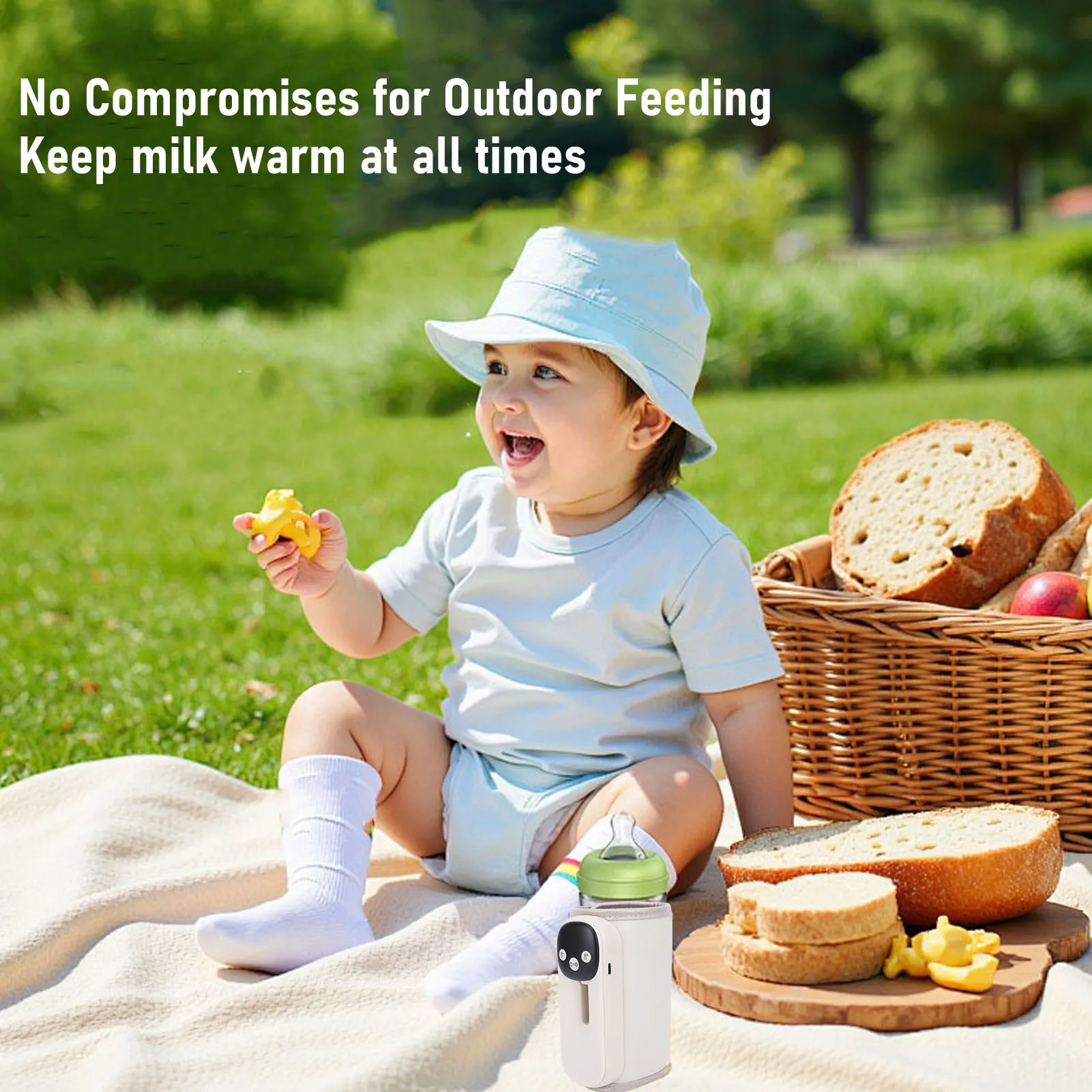 Portable Bottle Warmer LED Display 11 Temperature Settings Rechargeable Fast Milk Warmer with Night Light Memory Function