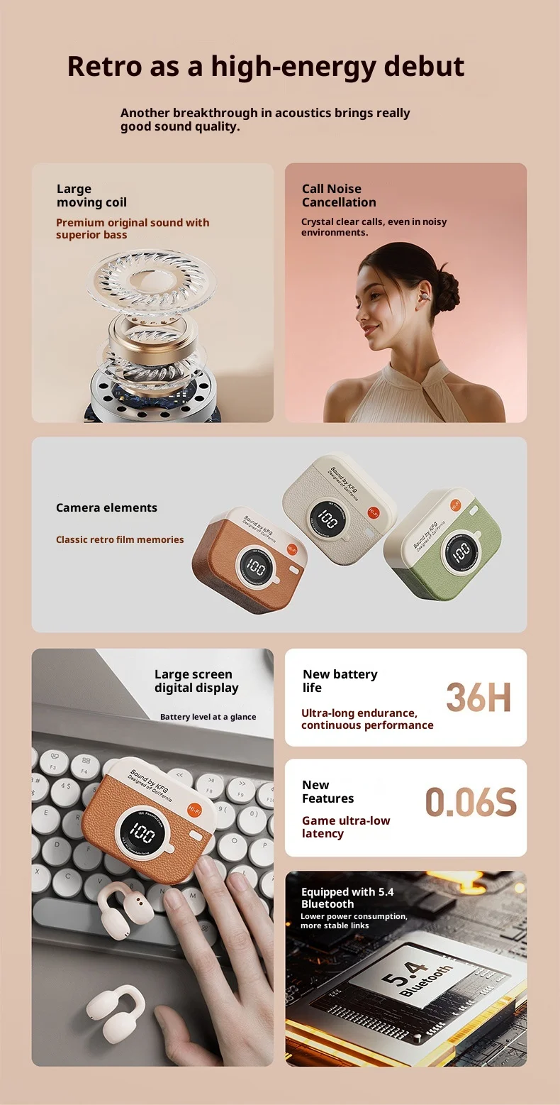 Wireless Noise Canceling Bluetooth Earphones With Mic For Sports_voghion.com