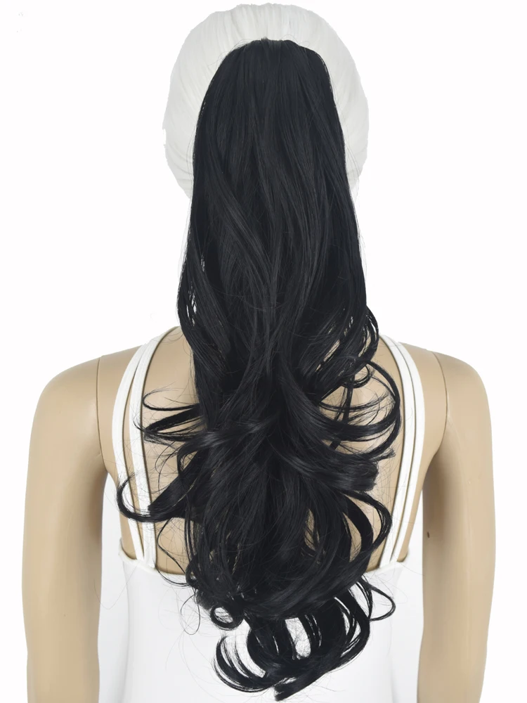 TOPREETY Synthetic Hair Heat Resistant 140gr Body wave Claw Clip in/on Ponytail Hair Extensions CP-666 fake hair extensions