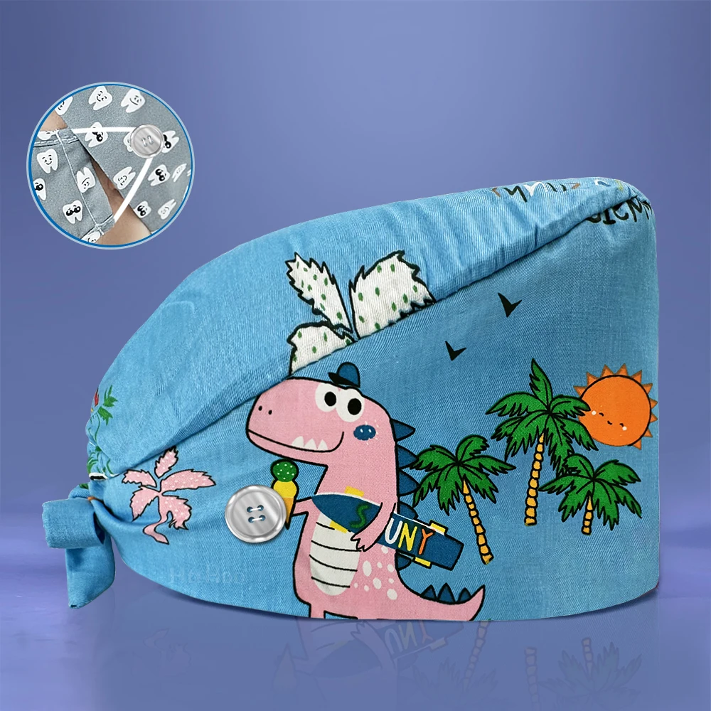 

Женские Новые скрабы с рисунком животных, дышащие унисекс ветеринарные головные уборы для ухода за животными, стоматологические скрабы