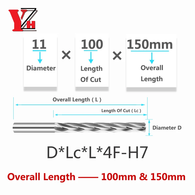 YZH 100mm 150mm Carbide Machine Reamer HRC50 Uncoated Spiral Groove Tolerance H7 Harened Steel Metal Cutter CNC Turning Hole 2