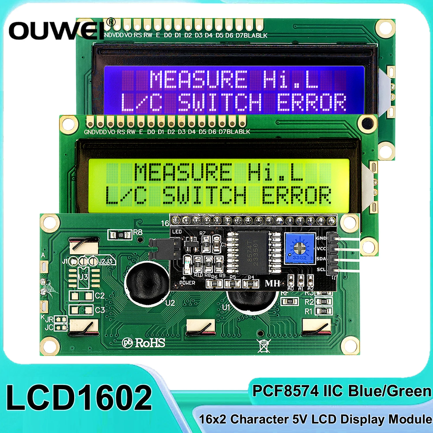 LCD1602 1602A modulo LCD 16x2 caratteri Display LCD muslimaf8574 interfaccia IIC I2C 5V schermo blu/giallo verde per Arduino