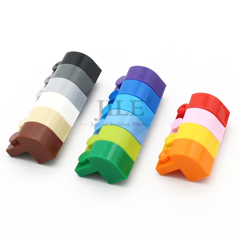 50pcs MOC 빌딩 블록 슬로프 곡선 2x1x1 1/3 Recessed Stud 6091 DIY Enlighten Bricks 호환 조립 입자