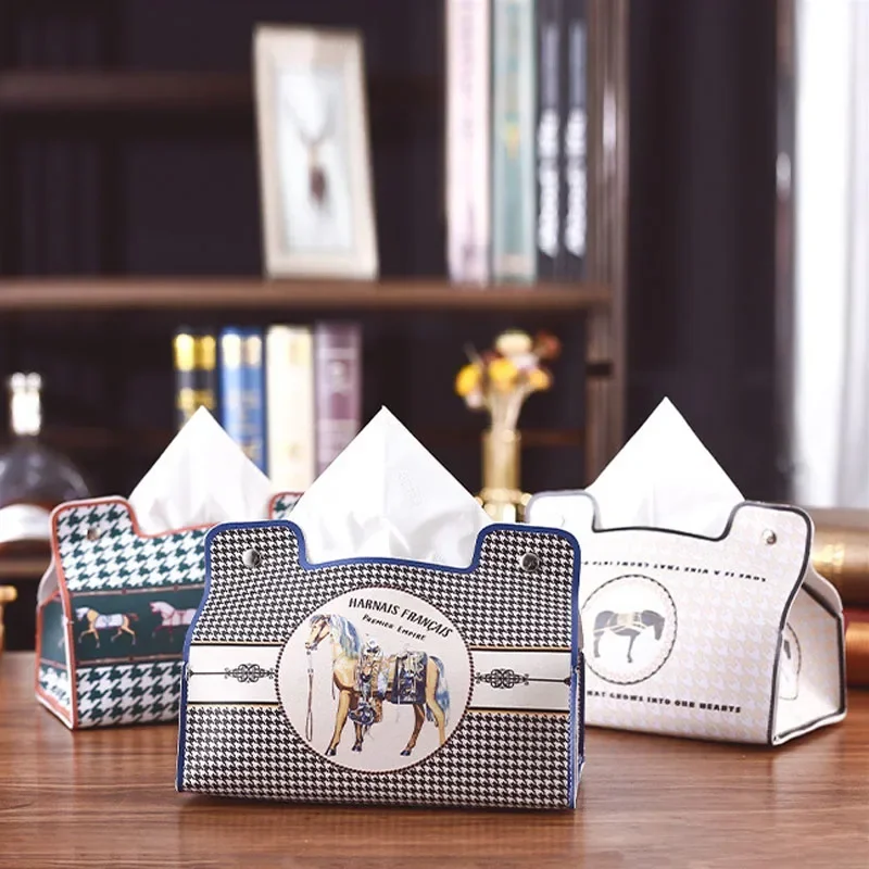 Description Picture 5 of itemLeather Tissue Box Car Tissue Box Home Living Room Decoration Bedroom Kitchen Desktop Nordic Large Storage Box Napkin Holder