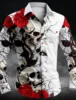 Men's Rose Skull Casual Dark Men's Button-Down Shirt Long Sleeve Party Evening Daily Shirt Collar Button 1