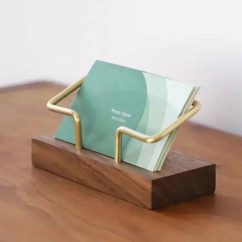 Card Holder Business Organizer Office Desk Display Stand Memo Counter Accessories Tabletop Shelf Home Wooden Storage