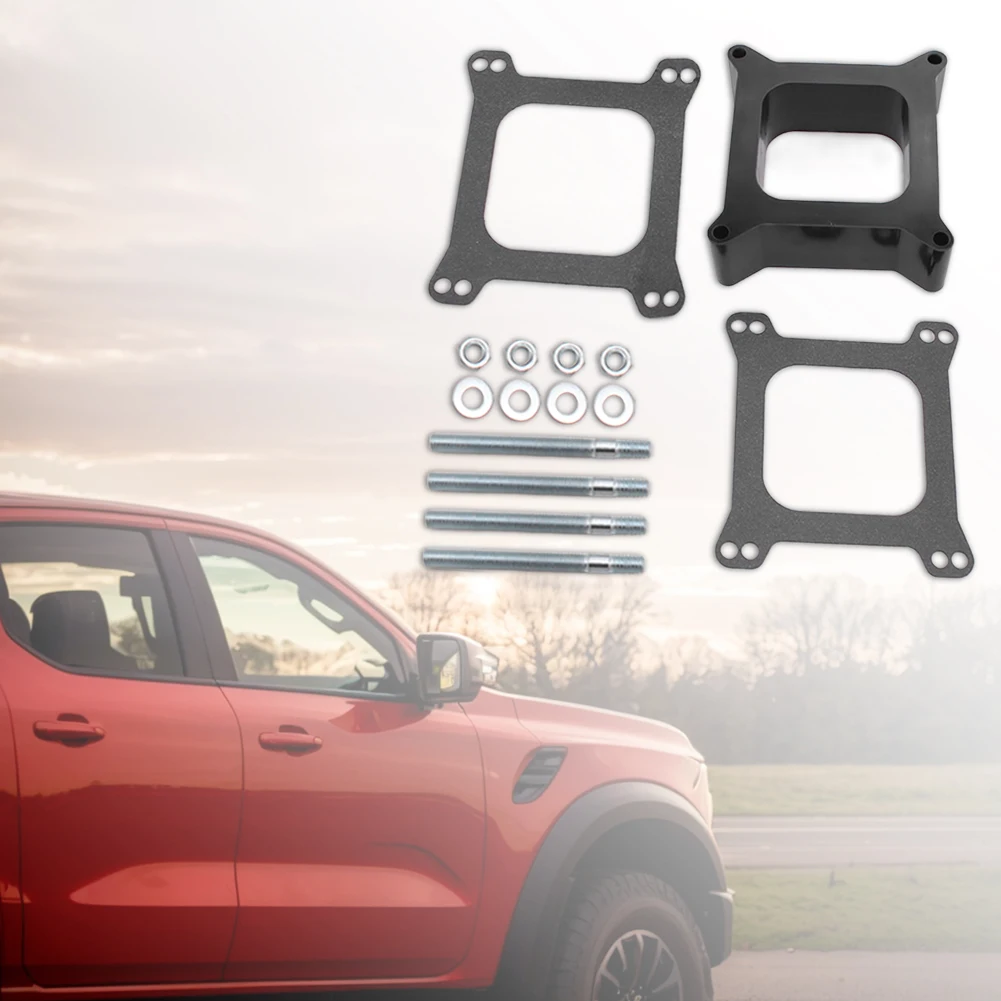 Open Phenolic Carburetor Spacer with Gasket Screws Kit Black Carb Spacers Square Open Center Carb Spacer for Holley 4150/4160