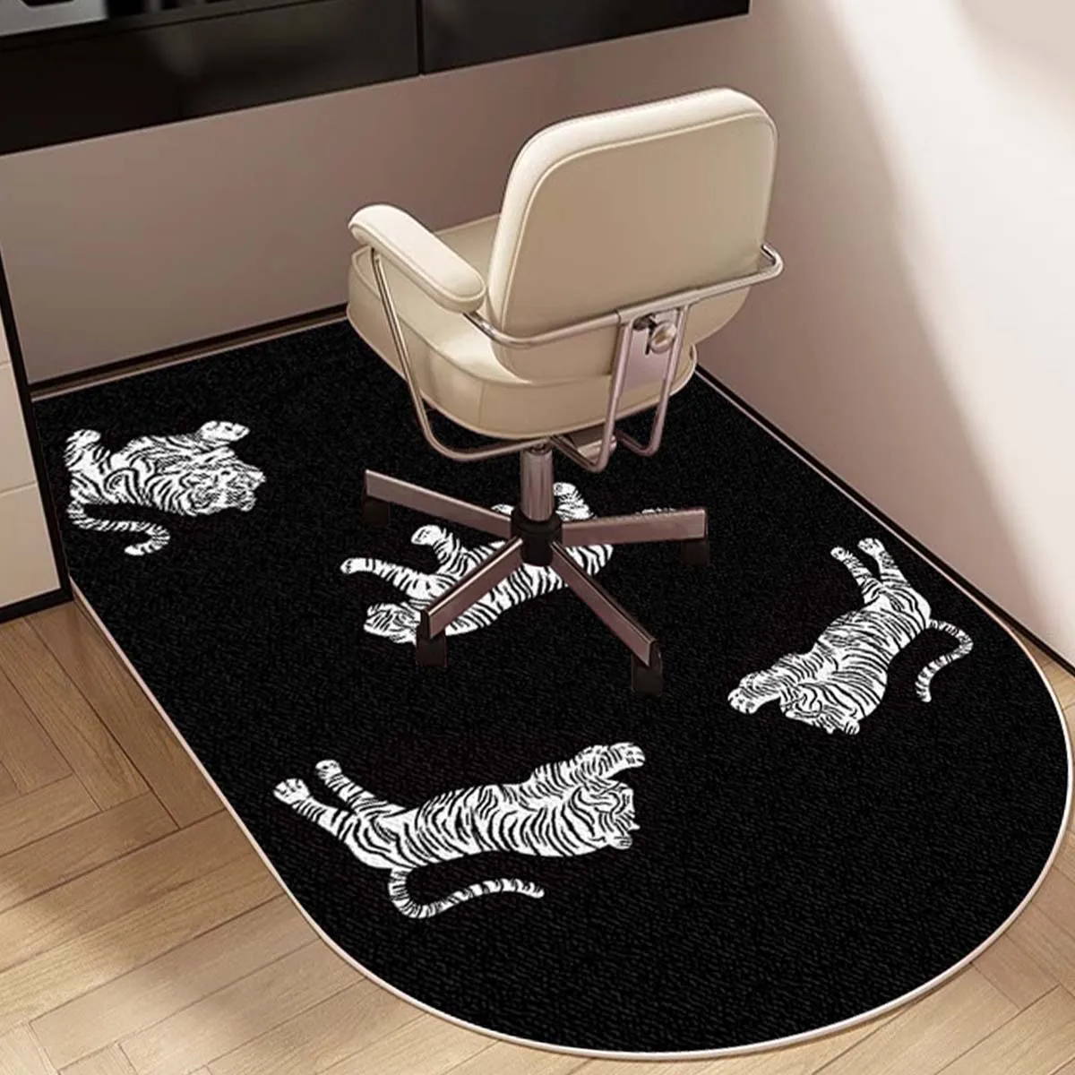 Study Computer Chair Floor Mat Non-slip Large Rounded Corner Carpet Living Room Bedroom Home Decoration Luxury Tiger Print Rug