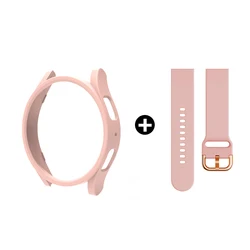 Enhanced Frosted Silicone Watch Strap and Protective Bumper Cover - Watch 7 44 mm (Half pink)