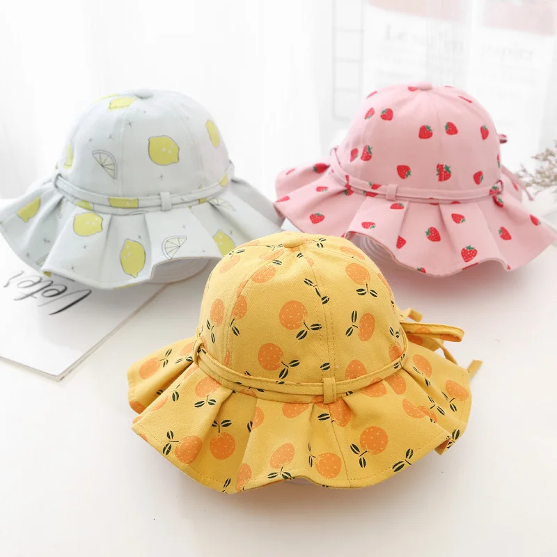Children Sun Cap Sweet Baby Summer Hat for Girls Cotton Fruit Print