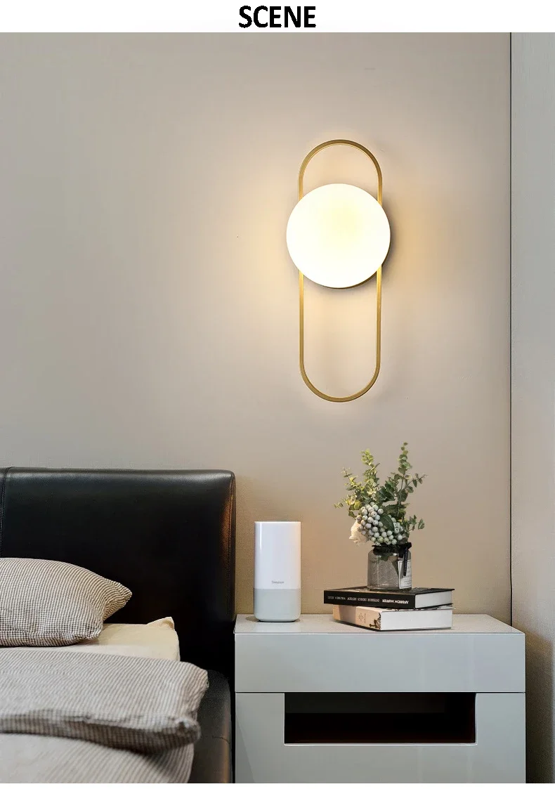Description Picture 4 of itemG9 Glass Sconce Light Nordic Wall Lamp Living Room Bedroom Background Decoration Study Bedside Hotel Shop Aisle Indoor Lighting