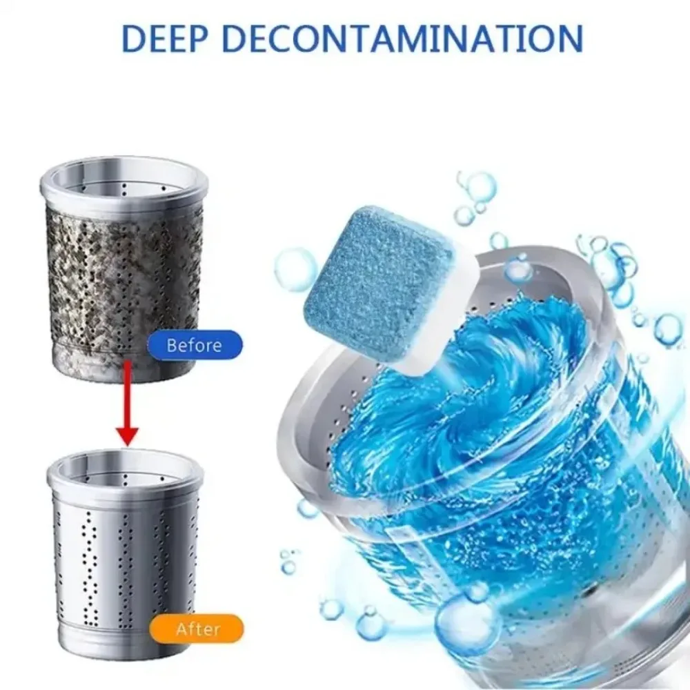 Washing Machine Effervescent Tablets Detergent Laundry Deep Cleaning Deodorizing Tablets Washer Fluid Cleaner 4/12PCS for Home for washing machine tablets washing machine cleaner tablets detergent tablets