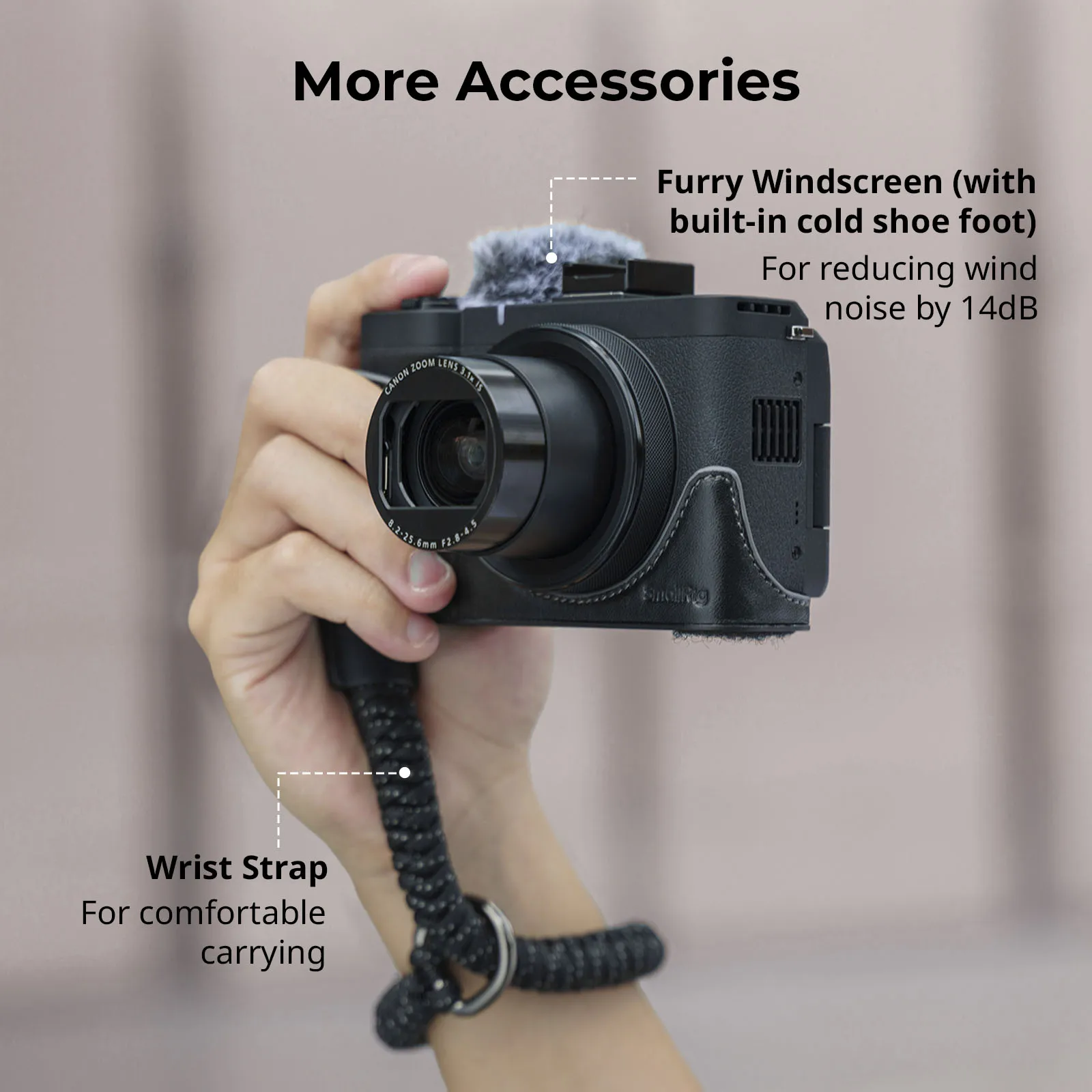 PowerShot V1 Camera Leather Case Kit for Canon PowerShot V1, with Wrist Stra & F