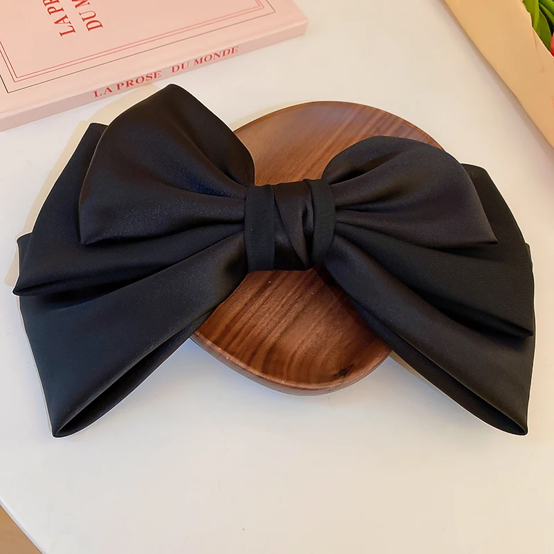 Elegant Sweet Pink Satin Bow Hair Clips
