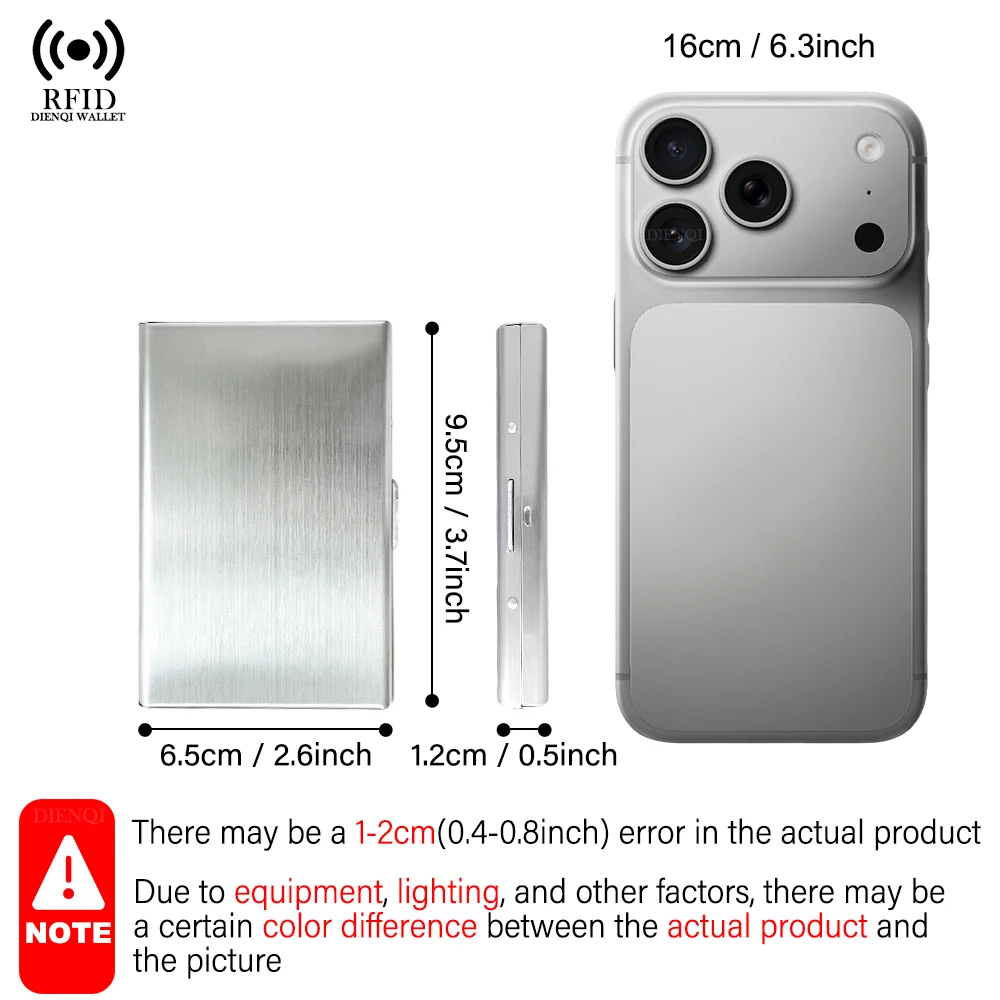 RFID Protected Metal Slim Wallet - Compact Bifold Credit Card Holder