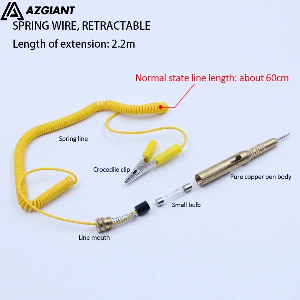 copper spring extend Car Circuit Tester DC 6V 12V 24V Voltage Auto Vehicle Gauge Test Light Measuring Pen DC Tester LED bulb car light tester circuit detector probe pen tester voltage test pen circuit tester
