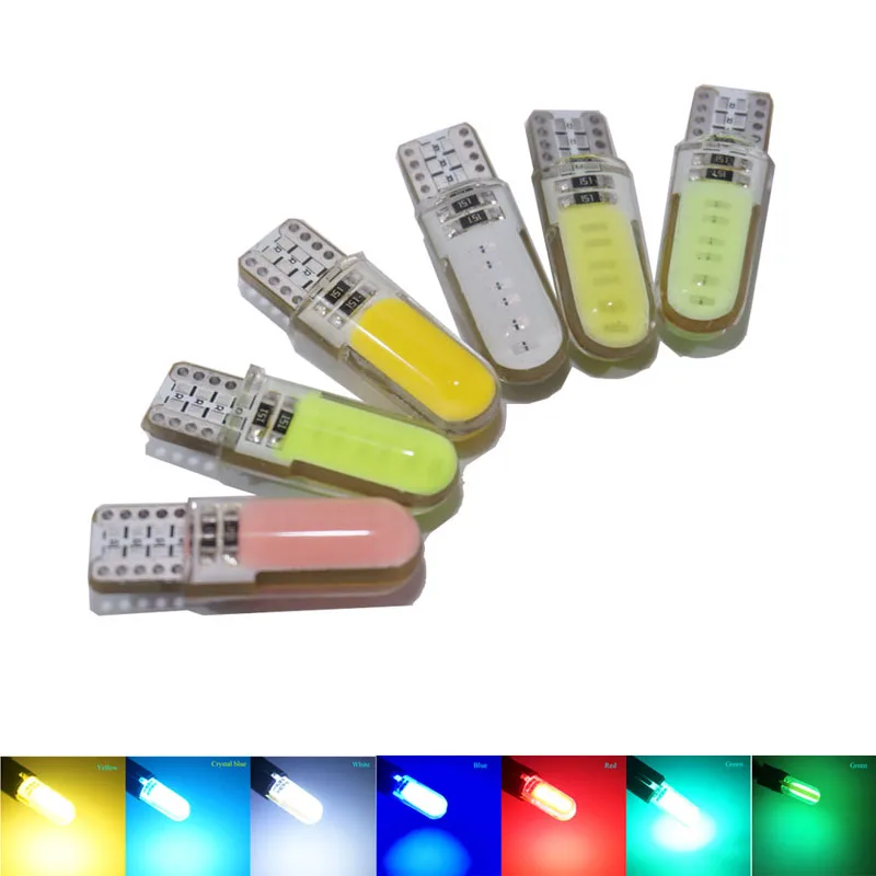 

200 шт., силиконовые лампы COB для габаритных огней, 12 В, T10, W5W