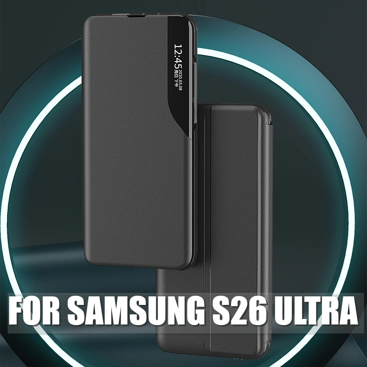 Premium Smart Window Flip Case - Magnetic Leather Cover