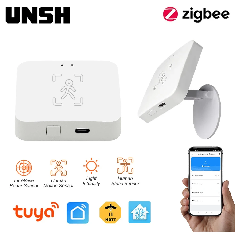 Tuya Zigbee 스마트 인체 감지 감지기, MmWave 레이더 Pir Montion 센서, 휘도 감지 기능, 스마트 라이프, 2MQTT Z2M