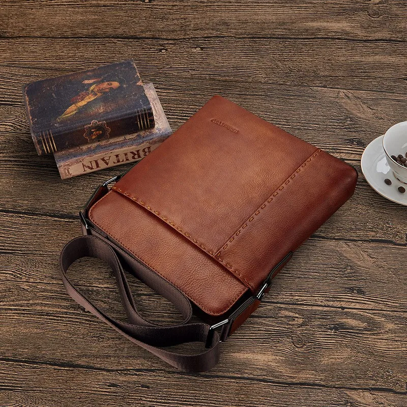Genuine Leather Daily Casual Shoulder Bag for Men Small Dark Brown Vintage Messenger Bag Men's New Fashion Design Sling Bags