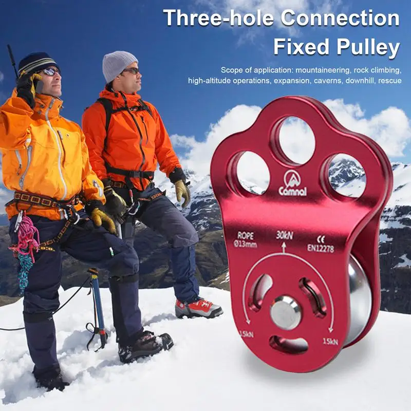 

Rescue Pulley 29.4 KN Mobile Micro Climbing Rescue Pulley Portable 3-Hole Connection Fixed Pulley for Mountaineering Caving Work