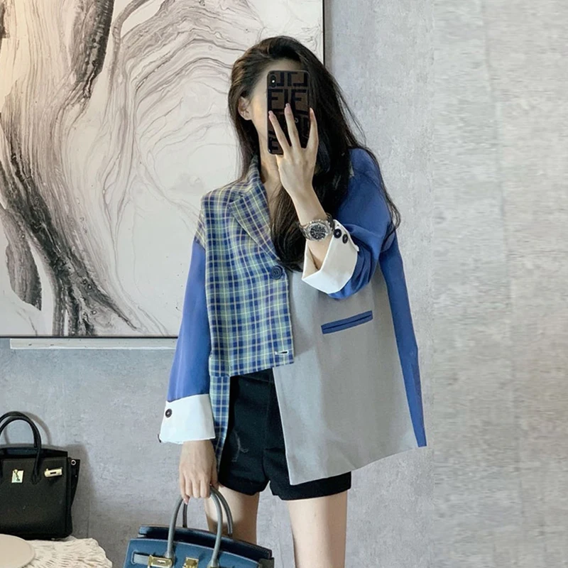 

SuperAen 2022 New Spring Autumn All Match Notched Full Office Lady Suit Coat Women Blazers