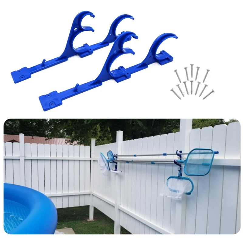 

2Pcs Pool Stick Hook Telescopic Rod Holder with Screws for Brushes Garden Hoses