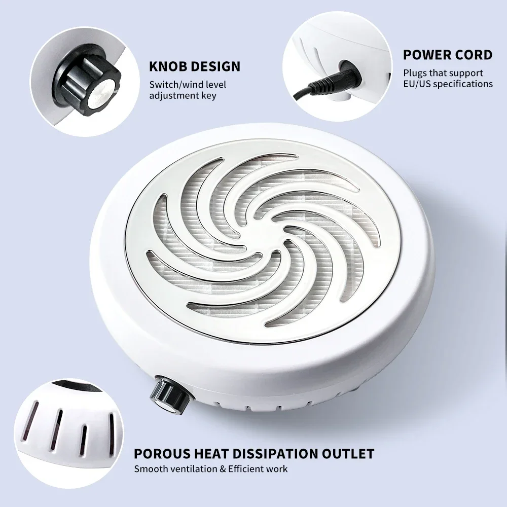45000RPM 초강력 흡입 네일 먼지 수집기, 강력한 네일 먼지 제거기, 네일 아트 매니큐어 팬 진공 청소기 및 필터