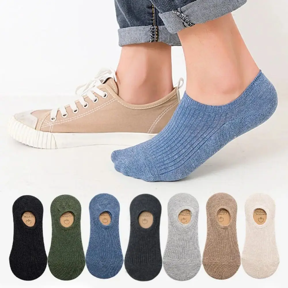 

Носки мужские Нескользящие 5 пар/партия, удобные невидимые короткие носки-лодочки, силиконовые эластичные хлопковые, летние