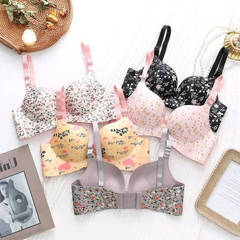 Women Flower Print Seamless Bra Sexy Lingerie Floral Push Up Bras One-Piece Underwear brasieres 1
