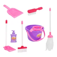 7 Pcs Cleaning Mopping Set Kids and Bucket Children Toys Pretend Play Playthings Mini for Dustpan Broom Plastic 1