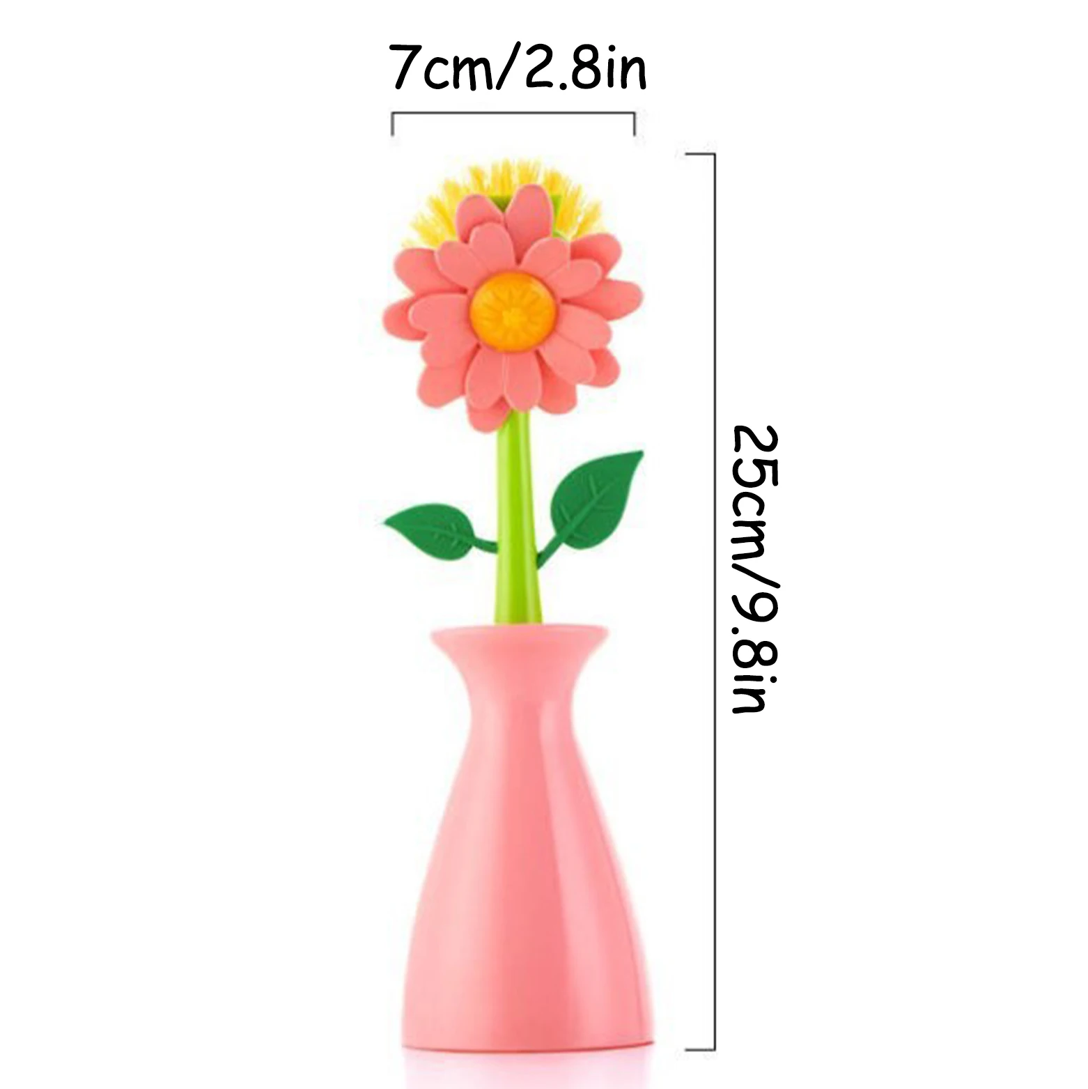 1PC Flower Shape Plastic Cleaning Brush with Holder Handle Pot Washing Brush Kitchen Washing Brush Household Pot Washing Brush 6