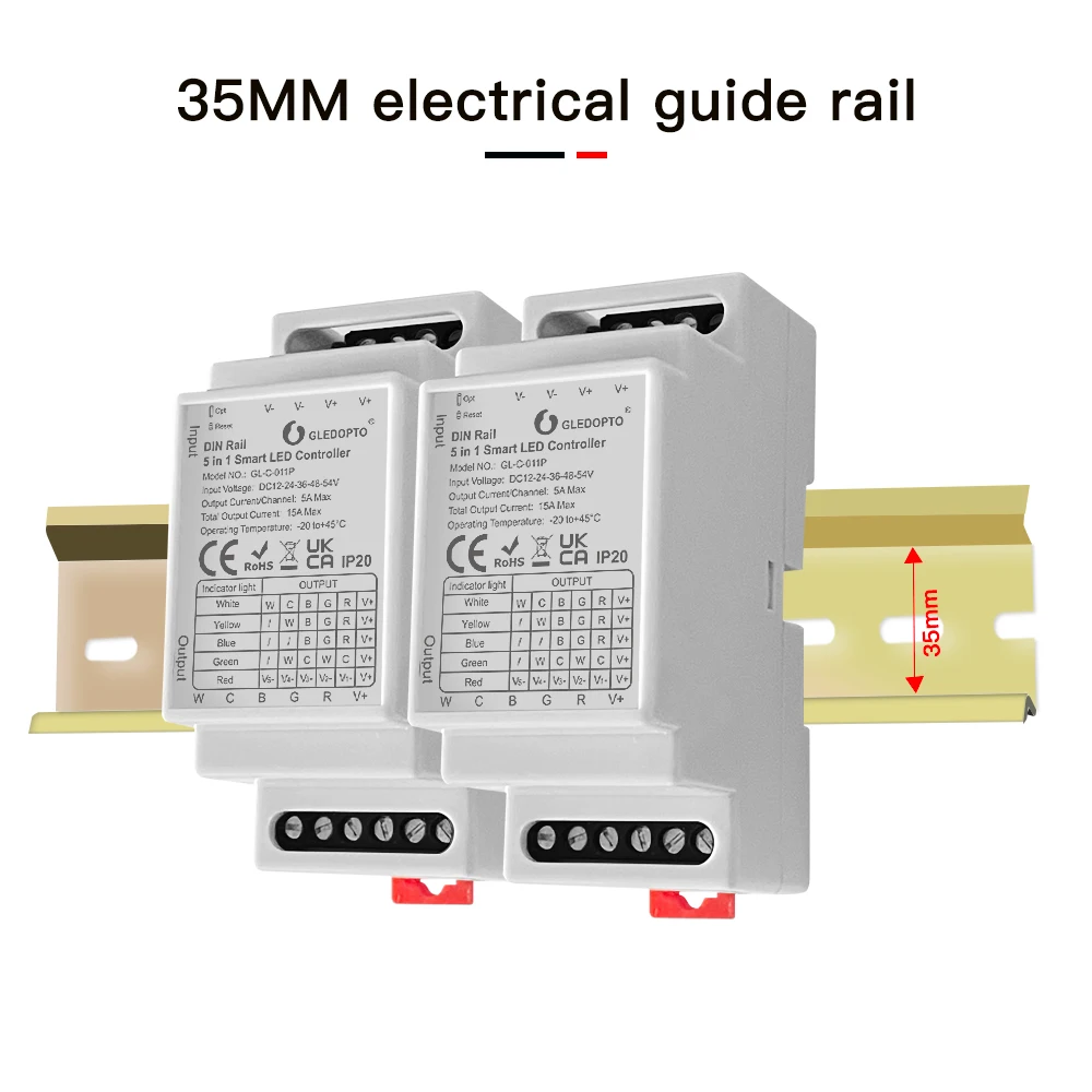 Gledopto Zigbee 3.0 Din Guide Rail RGBCCT/RGBW/RGB/CCT/Dimmer 5 in 1 LED Strip Controller Pro Alexa Tuya Conbee Zigbee 2mqtt App bseed eu russia new zigbee touch wifi light dimmer smart switch white black gold grey colors work with smart life google alexa