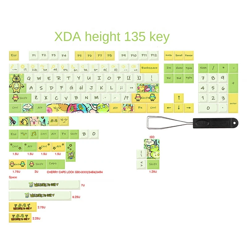 

135-Key PBT XDA Keycap 7U Space Bar Split Space Bar Cap For Mechanical Keyboard Keycap