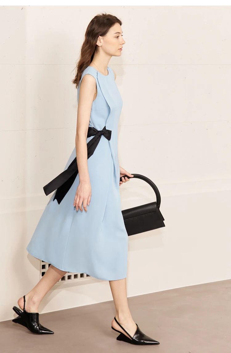 SALE【AMI】アミ ドゥ クール ポワンテル ミディドレス AMII Minimalism Women's Dress Contrasting Colors Lace-up