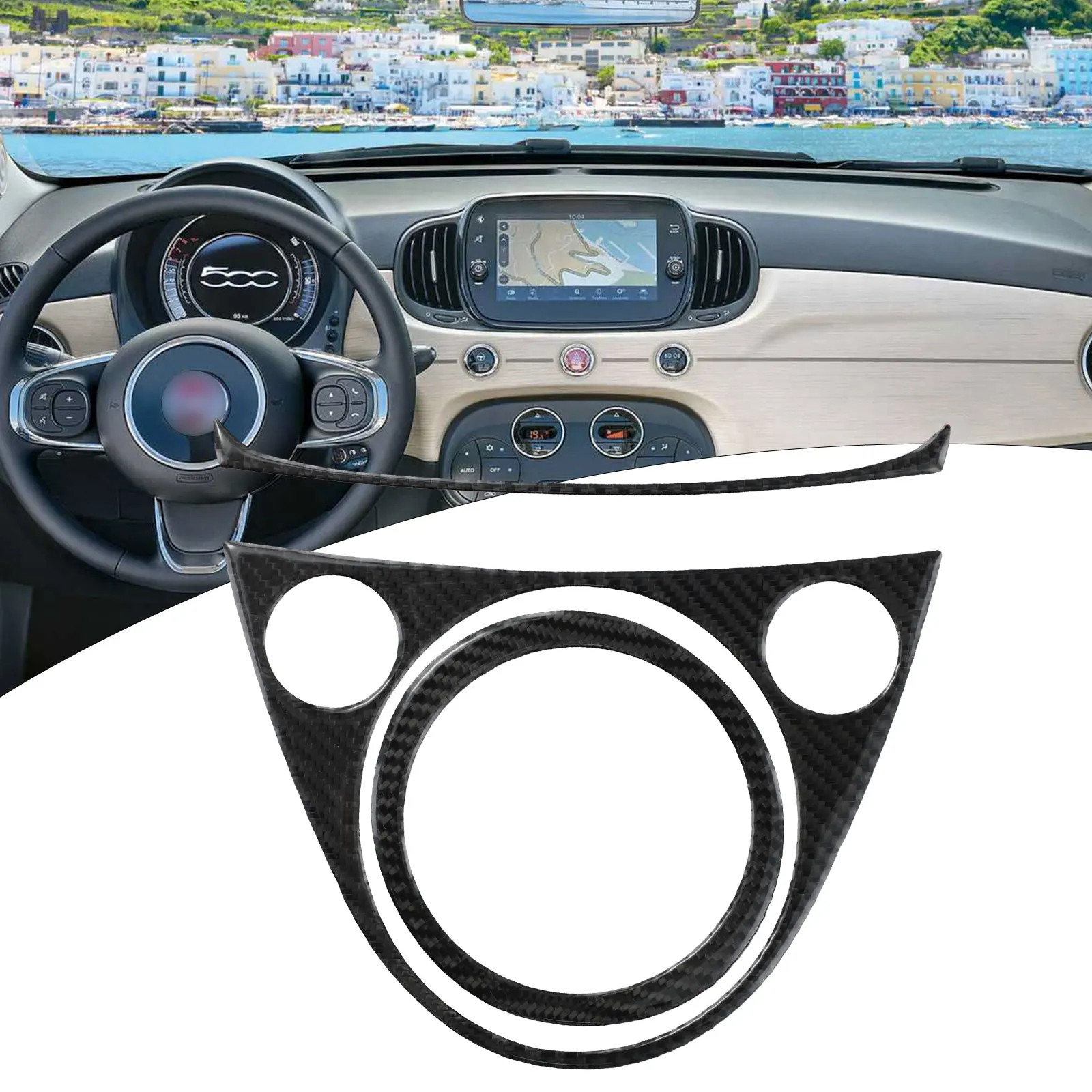 

3 шт., автомобильные молдинги из углеродного волокна для Fiat 500 2012-2015