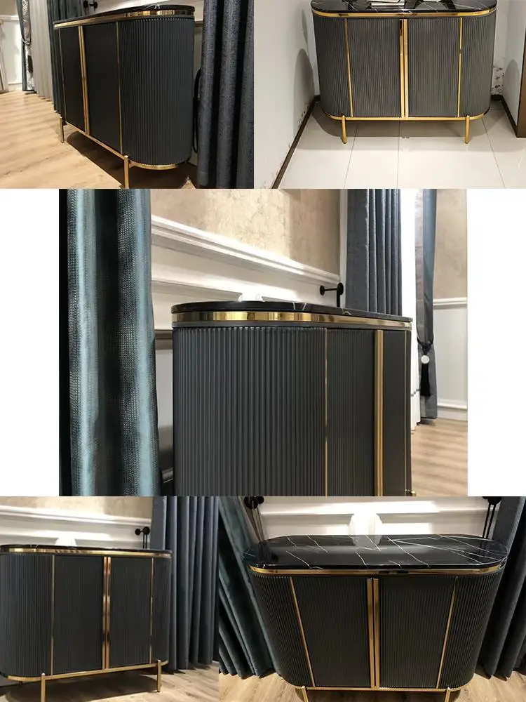 Light Luxury Sideboard Modern Minimalist Living Room Entry Porch Cabinet Marble Decorative Locker European Style High Cabinet