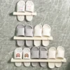 WORTHBUY No Punching Wall-mounted Shoes Rack Self-adhesive Plastic Storage Rack For Slippers Bathroom Shoes Organizer Holder 1