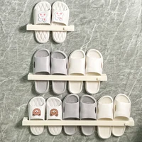 WORTHBUY No Punching Wall-mounted Shoes Rack Self-adhesive Plastic Storage Rack For Slippers Bathroom Shoes Organizer Holder 1