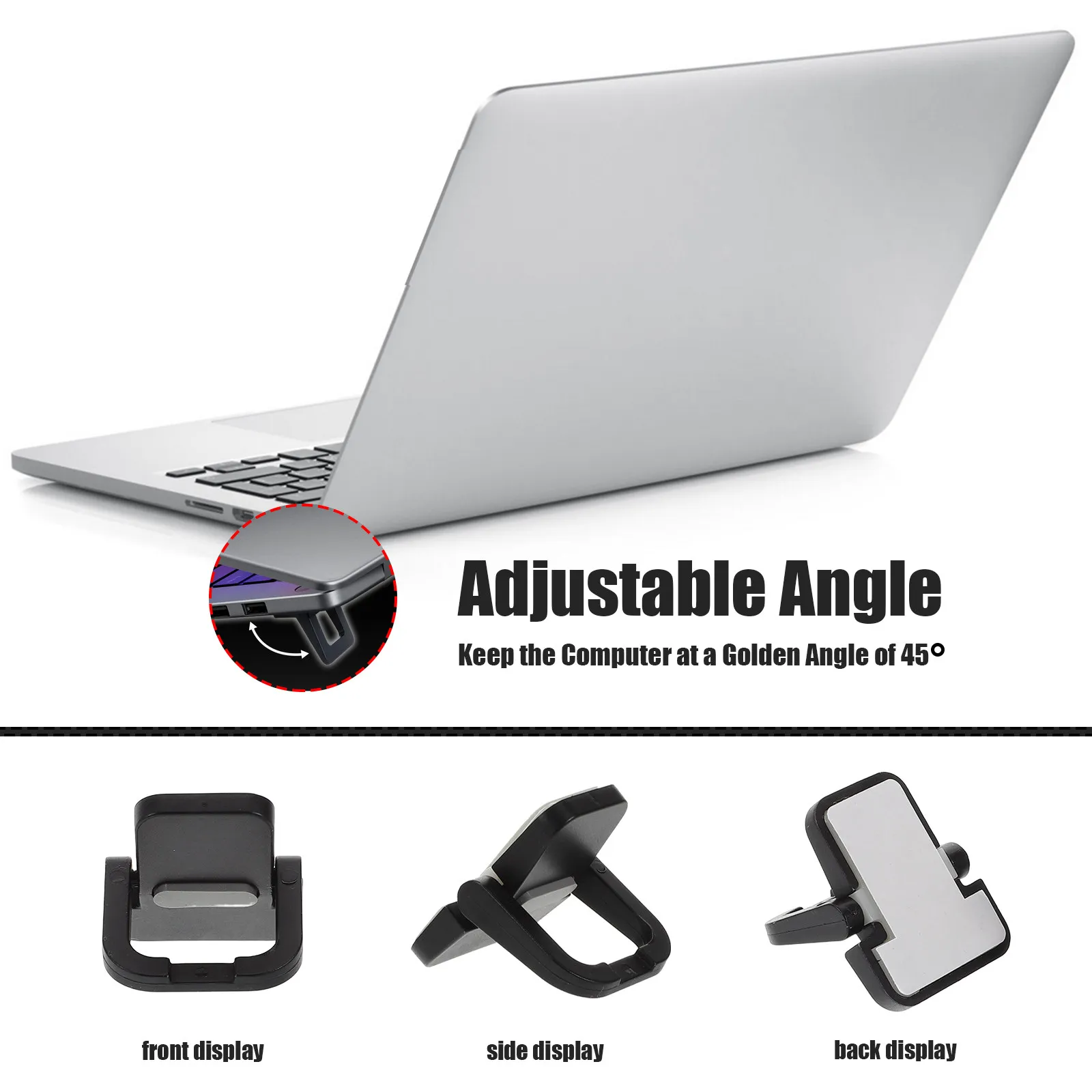 2Pcs 휴대용 보이지 않는 노트북 스탠드 블랙 ABS 인체 공학적 높이 조절 가능한 냉각 랙 사무실 여행용 노트북 홀더