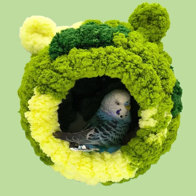 Warm Bird Nest Winter House Hanging Hammock Cage Accessories Plush Hideaway for Parrot Hummingbird Decoration Bird Cages bird cage accessories