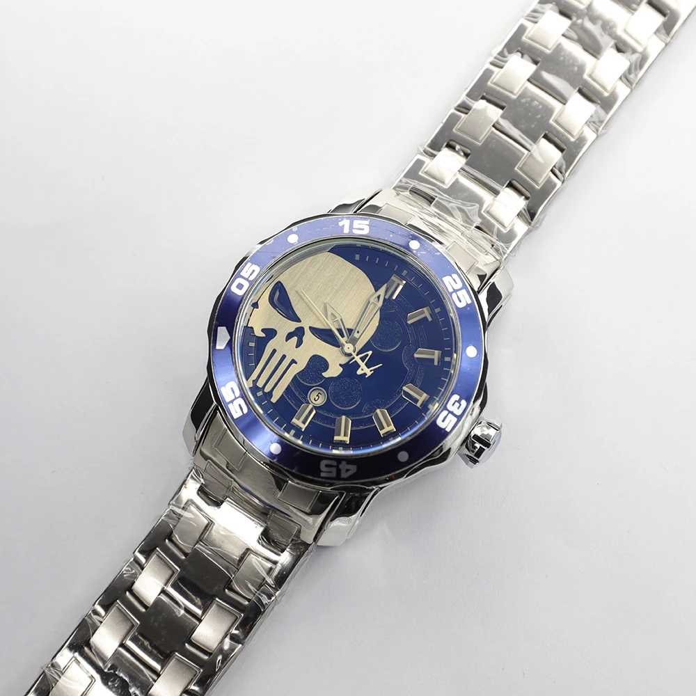 

Silver Skull Decoration Original Invicto Creative Dial Watch Men Invincible Undefeated Watch Mens Full Steel Relogio Masculino