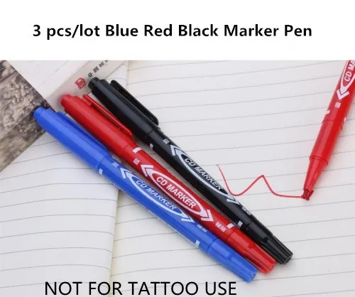 

Фломастеры 3 шт., маркеры для кожи, инструмент для перманентных татуировок, хорошие водостойкие чернила, тонкий наконечник, грубый наконечник, новый портативный