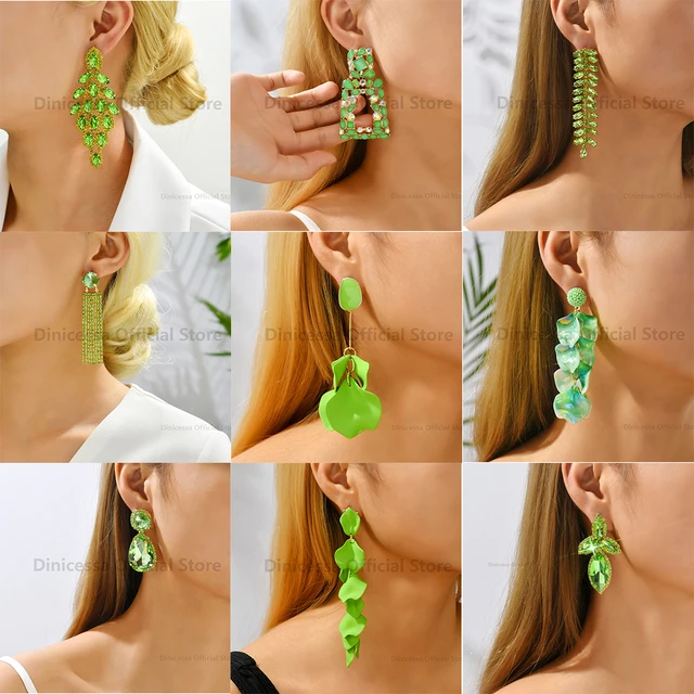 Women Shop Dangle Costume Earrings|Green Fashion Jewelry Drop Earrings