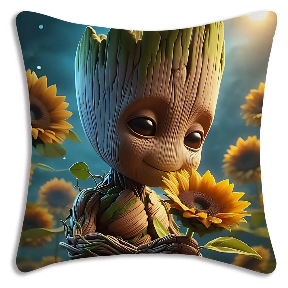 Pillow Covers Cartoon MarvelS GrootS Sofa Decorative Home Double-sided Printing Short Plush Cute Cushion Cover 5