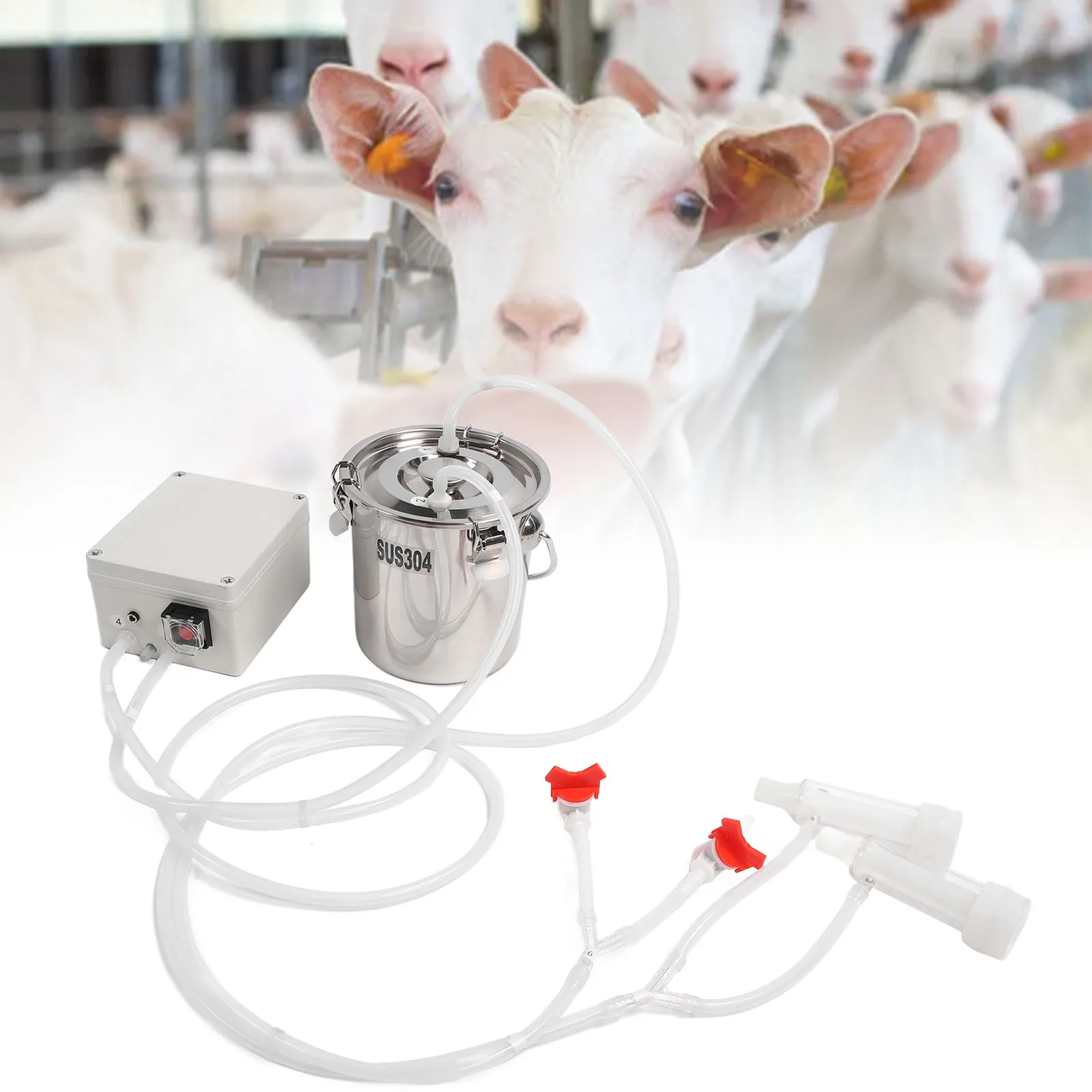 3L Electric Milker Hands Stainless Steel Bucket Silicone Cup Tube Portable Impulse Milking Machine Electric Milking Machine