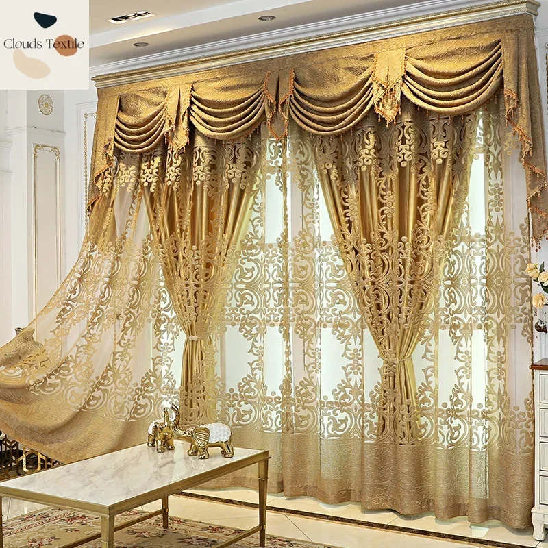 Living Dining Room Bedroom Curtains High-end Luxury European Embroidery Gold Door Window Room Decor Customize