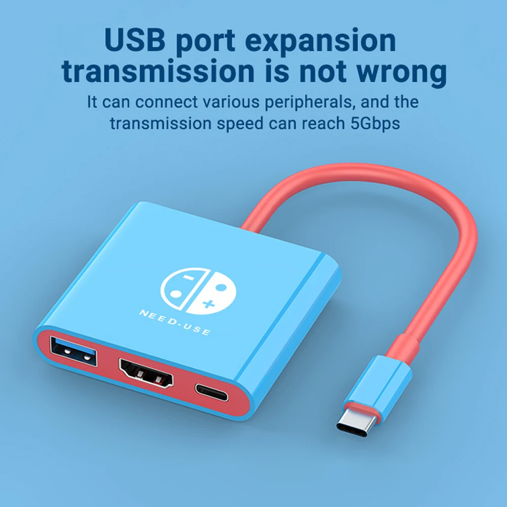 스위치 도크용 HD-MI USB 3.0 허브 어댑터, USB C 스플리터, TV 휴대용 도킹 스테이션, 닌텐도 노트북 PC 아이패드 맥북 에어용, 4K
